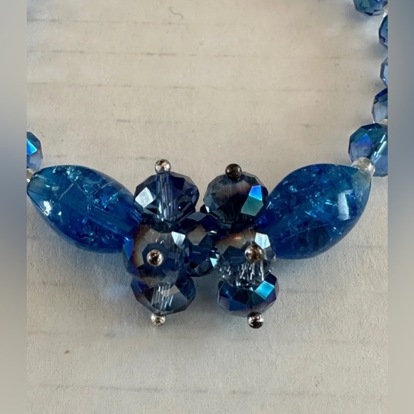 Blue Crystal Homemade Bracelet with Stretchy Band - Picture 4 of 8